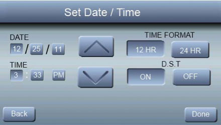 Set Date/Time Screen